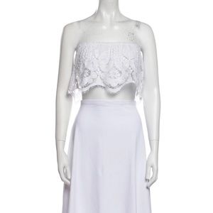 Miguelina Lace Pattern Strapless Crop Top